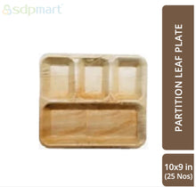 Load image into Gallery viewer, SDPMart Premium Leaf Plates - 10x9" Partition - U3L1 - 25 Nos