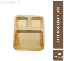 Load image into Gallery viewer, SDPMart Premium Leaf Plates - 9x8" Partition - U2L1 - 25 Nos