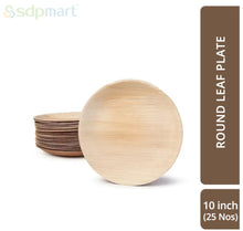 Load image into Gallery viewer, SDPMart Premium Leaf Plates - 10" Round Plate - 25 Nos