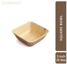 Load image into Gallery viewer, SDPMart Premium Leaf Plates - 5" Square Bowl - 25 Nos