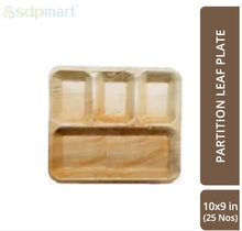 Load image into Gallery viewer, SDPMart Premium Leaf Plates - 10x9&quot; Partition - U3L1 - 25 Nos

