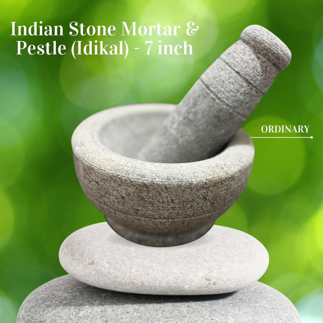 Indian Stone Mortar & Pestle (Idikal) - 7 inch(Pre-Order Required)